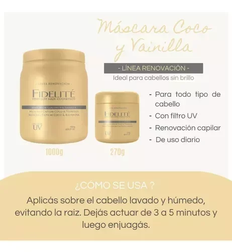Máscara capilar Fidelité coco y vainilla 270grs 2