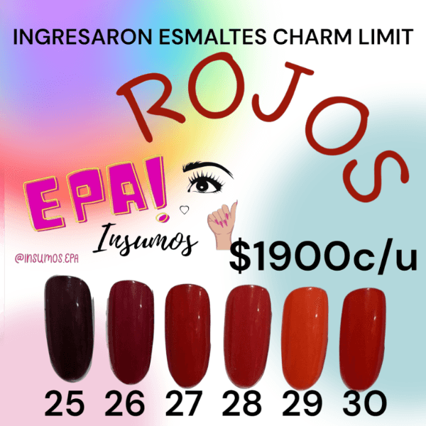 Esmaltes CHARM LIMIT tonos ROJOS
