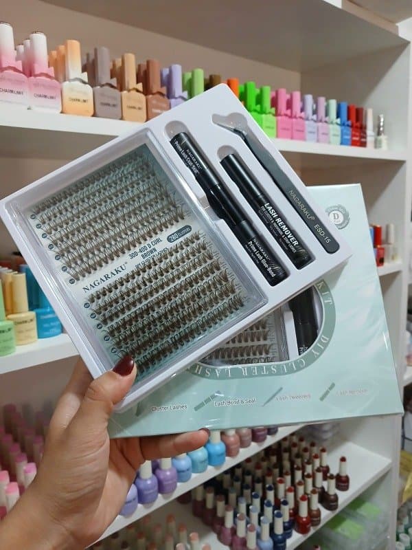Pestañas en grupo NAGARAKU 30D-40D MARRONES Pinza. Adhesivo.  Primer. Remover.