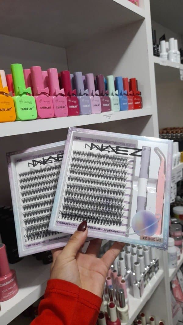 Kit de pestañas en grupo con pegamento y pinza 40D 0.07D MIX NAEZ